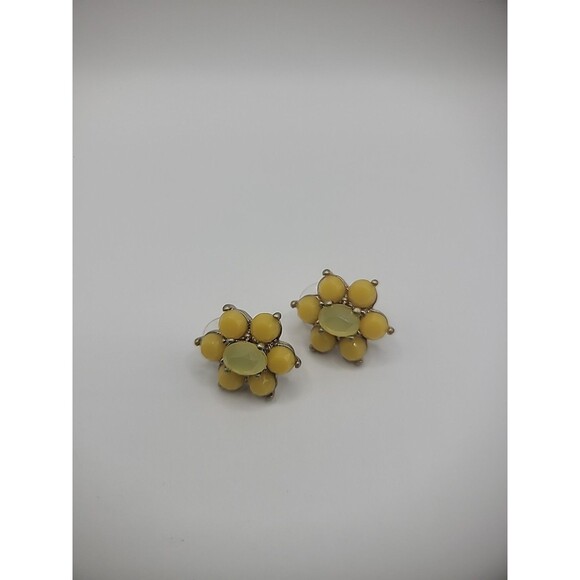 Vintage Earrings Pierced Stud Yellow Flower Jewelry Costume - Picture 12 of 16